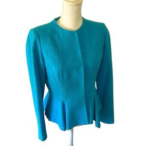 Lafayette 148 New York Teal Peplum Blazer